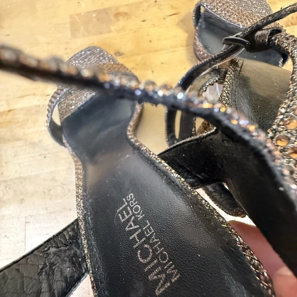 Michael Kors rhinestone Block Heel Sandals Size 6